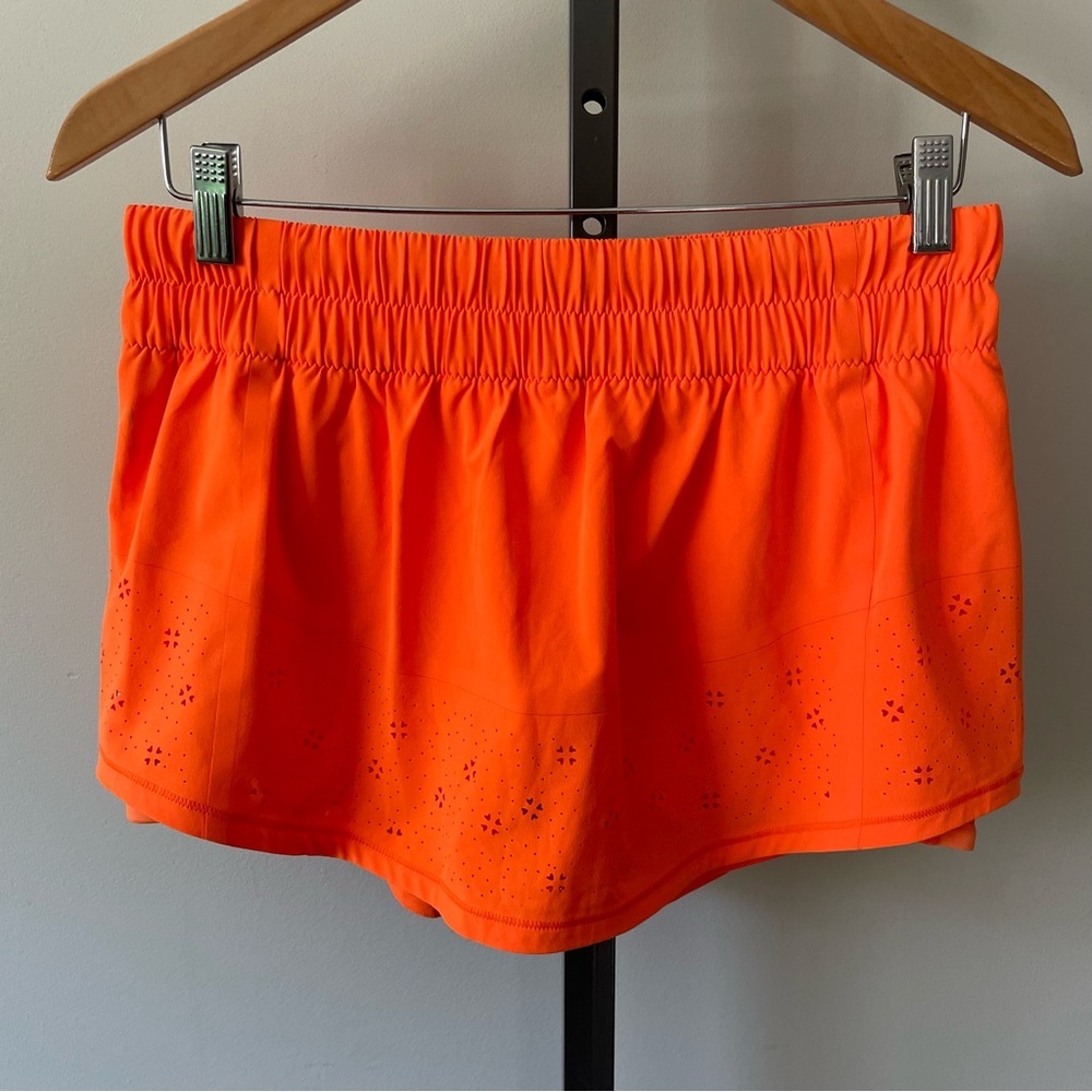 Lululemon Lazer Cut Neon Orange Skort Skirt With Shorts Size 8 RARE